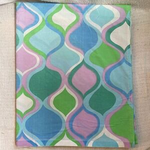 Vintage teal purple green cannon queen flat sheet‎ Monticello fabric moroccan